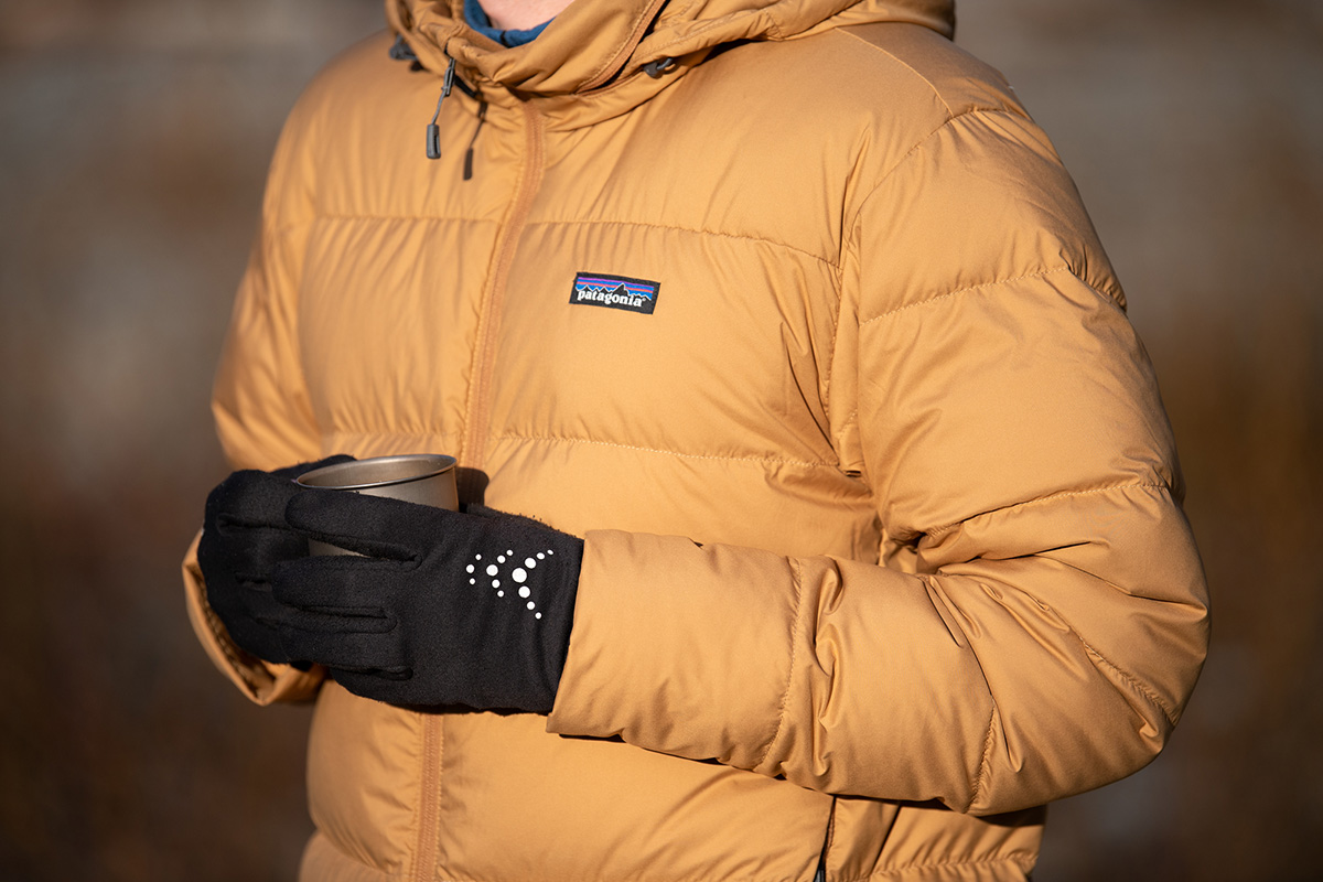 Patagonia Silent Down Jacket (holding coffee)